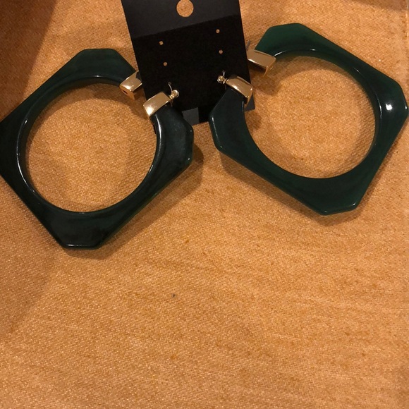 Large Square Earrings for Sale - Color: Forest Green - Picture 2 of 3